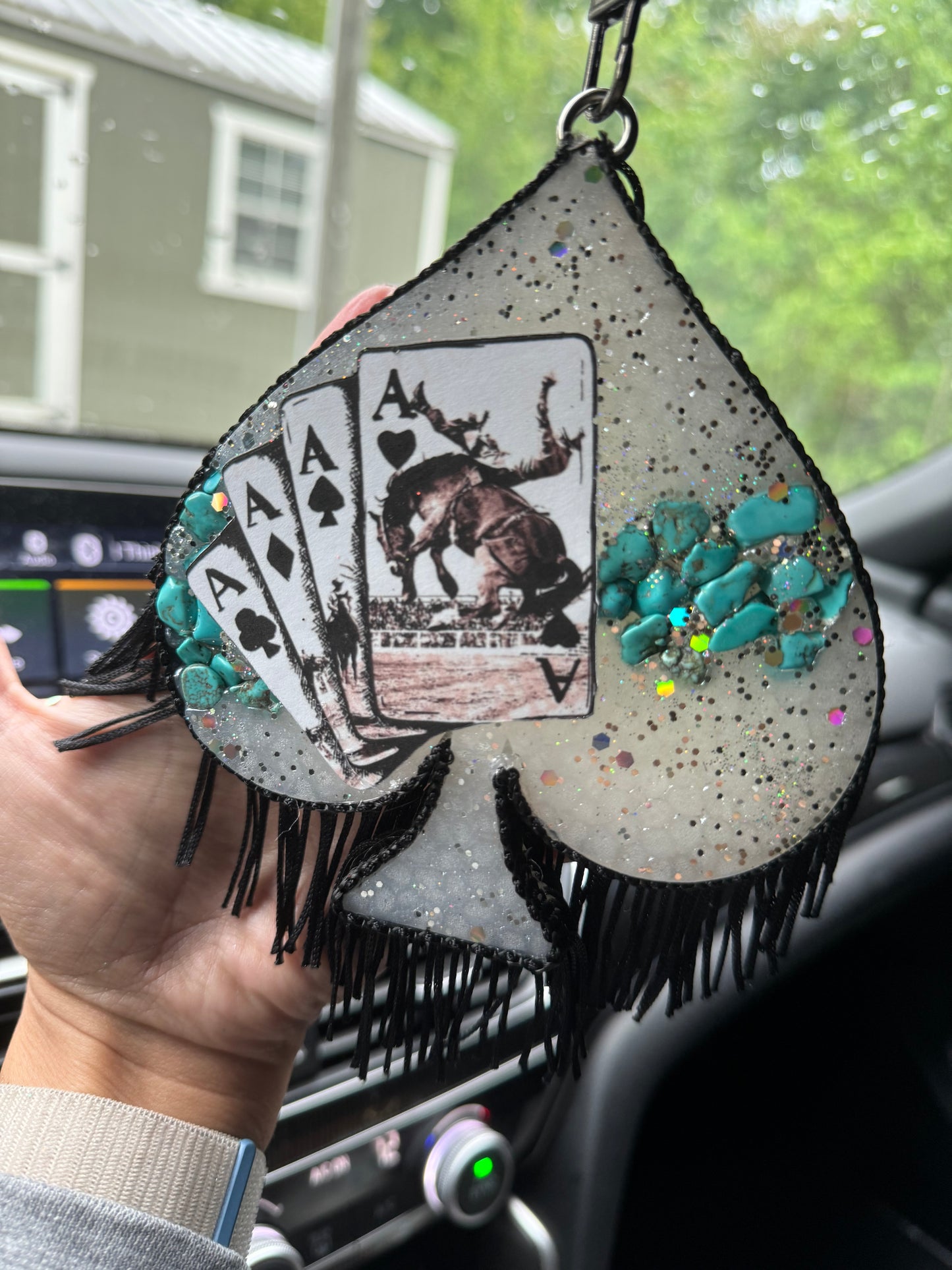 Spade with Playing Cards and Stones